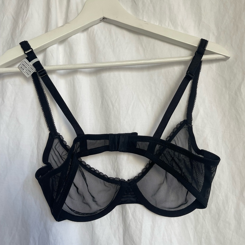 Elegant Black Lace Sheer Bra whimsy goth Size 32B - Picture 8 of 11